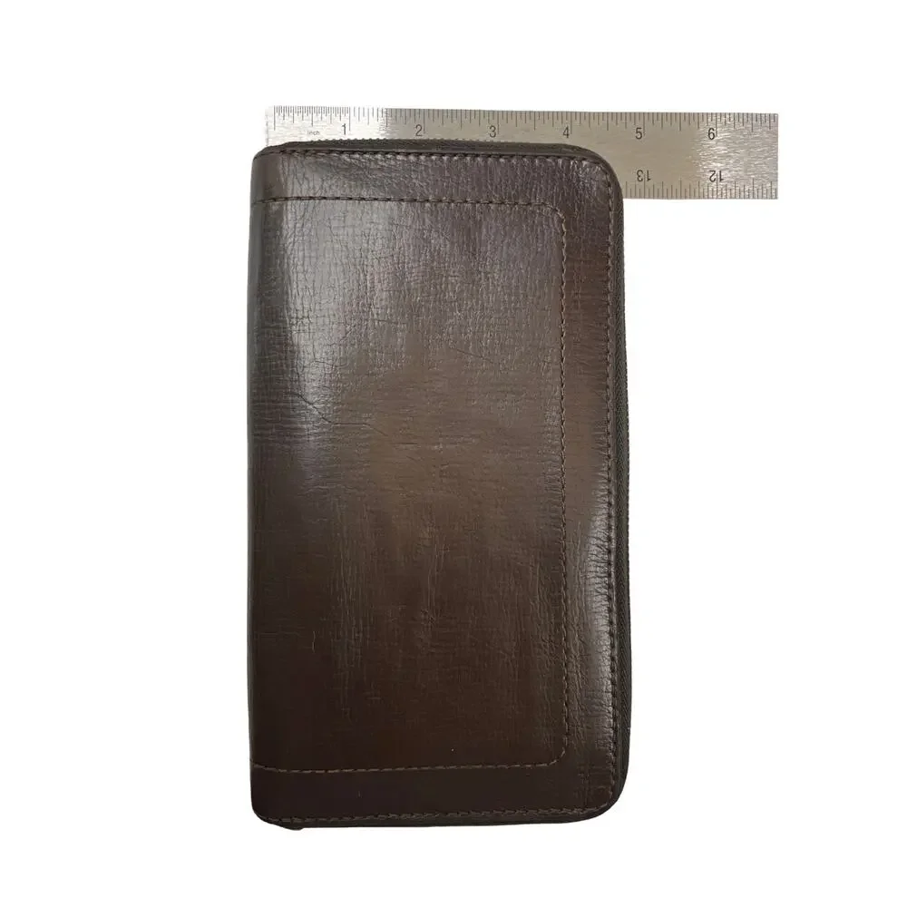 Louis Vuitton Utah Zippy Organizer Brown Leather Wallet Zip Around LV Unisex